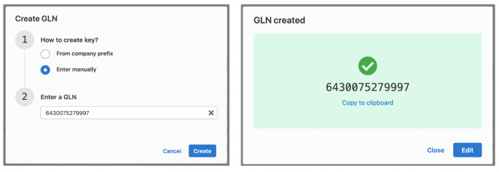 GS1 Rekisteri create a new GLN manual