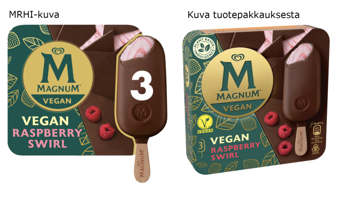 Magnum-jäätelön MRHI-kuva ja tuotekuva