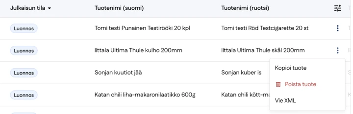 Luonnoksen poistaminen