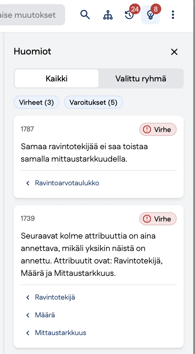 Kuvakaappaus huomiot listaus