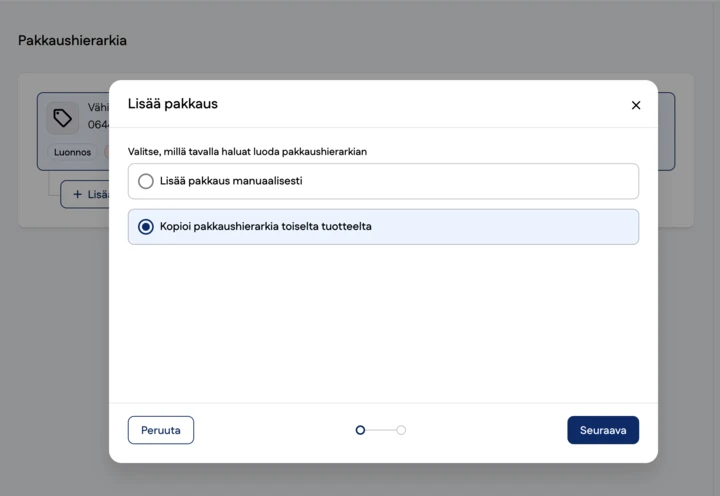 Kuvakaappaus käyttöliittymästä