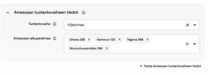 Kuvakaappaus käyttöliittymästä