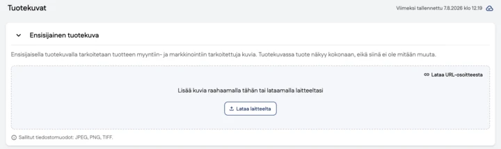 Kuvakaappaus käyttöliittymästä