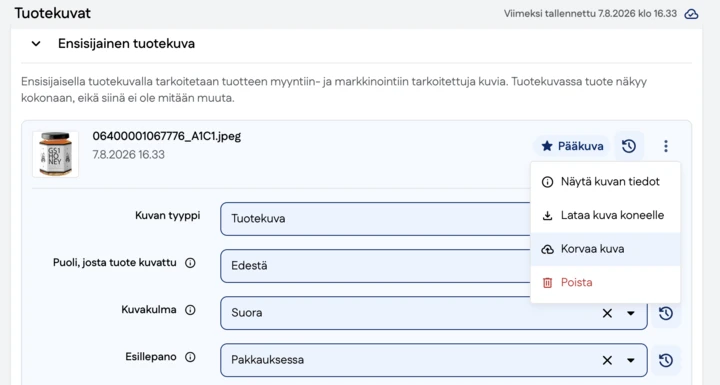 Kuvakaappaus käyttöliittymästä