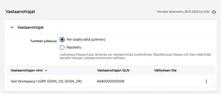 Kuvakaappaus käyttöliittymästä