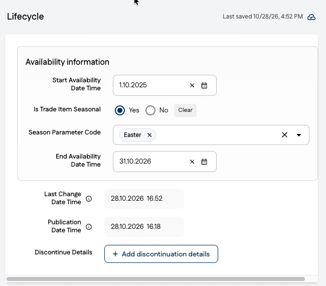 Seasonal end availability
