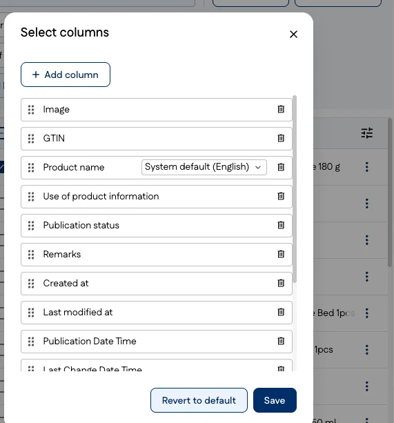 Select columns