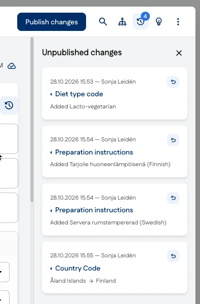 Unpublished changes